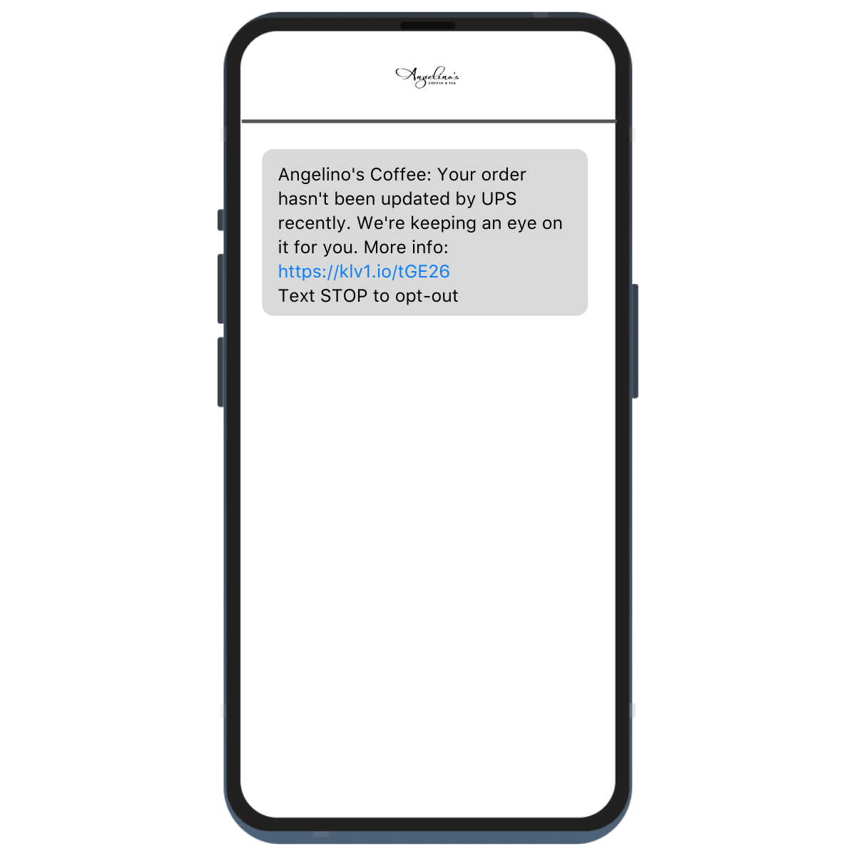 Angelino's Coffee Delayed Shipment Notification Food and Beverage SMS 