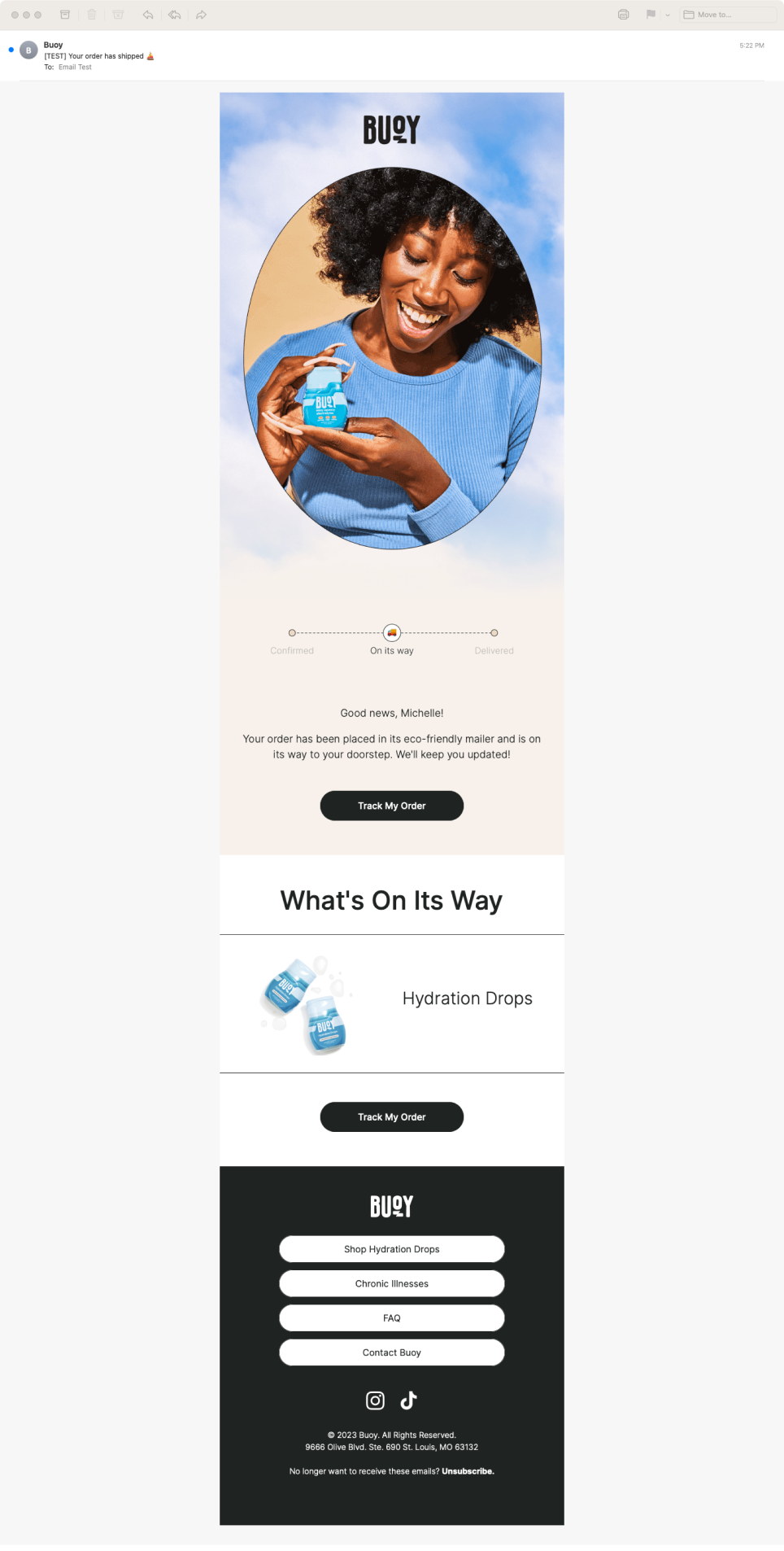 Buoy Shipment Created Supplements and Vitamins Email Template 