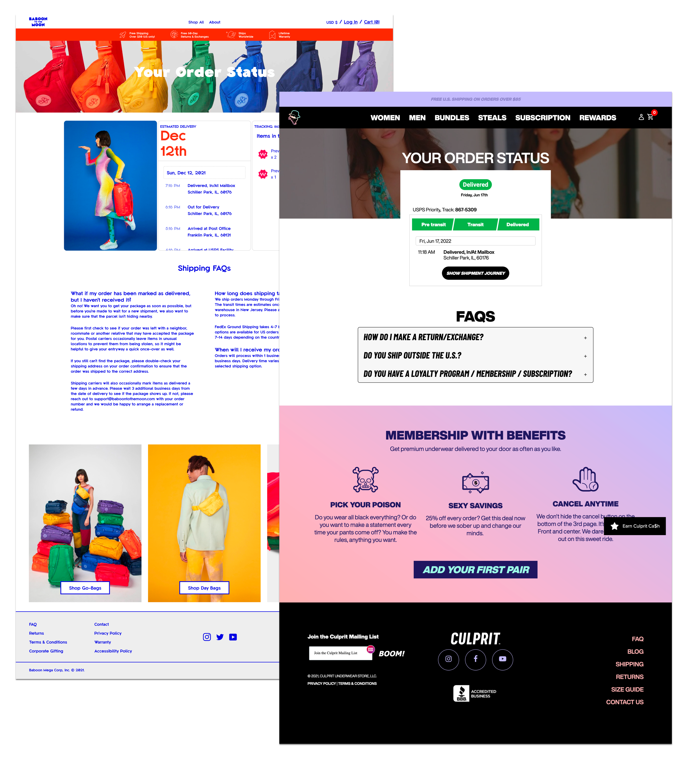 Clothing Tracking Pages