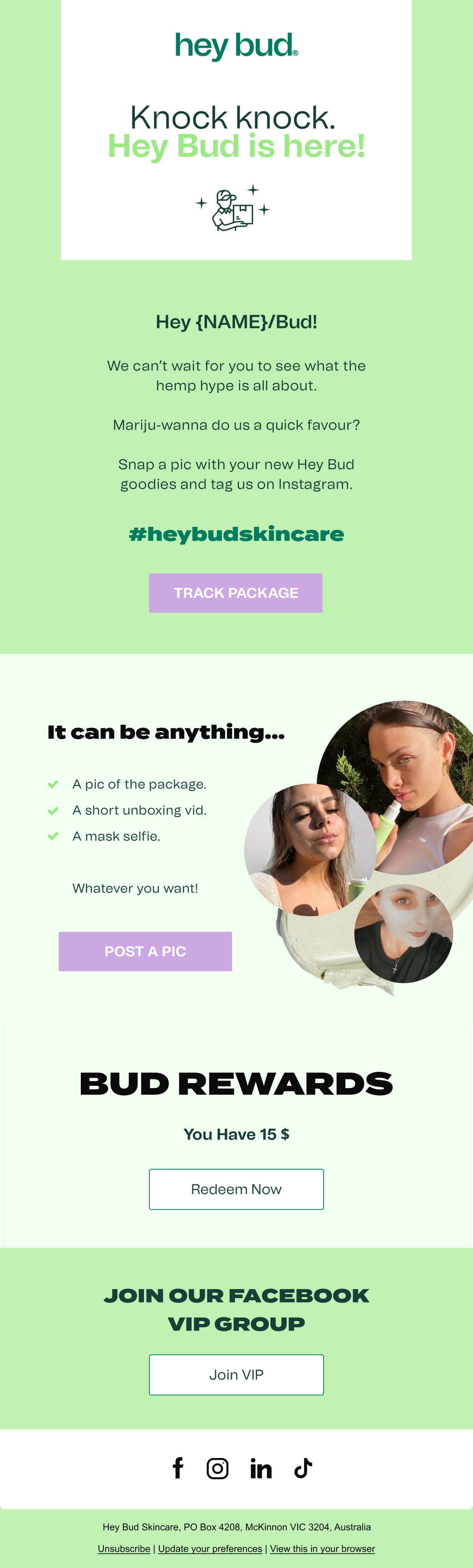Hey Bud Delivered Notification Cosmetics and Beauty Email Template 