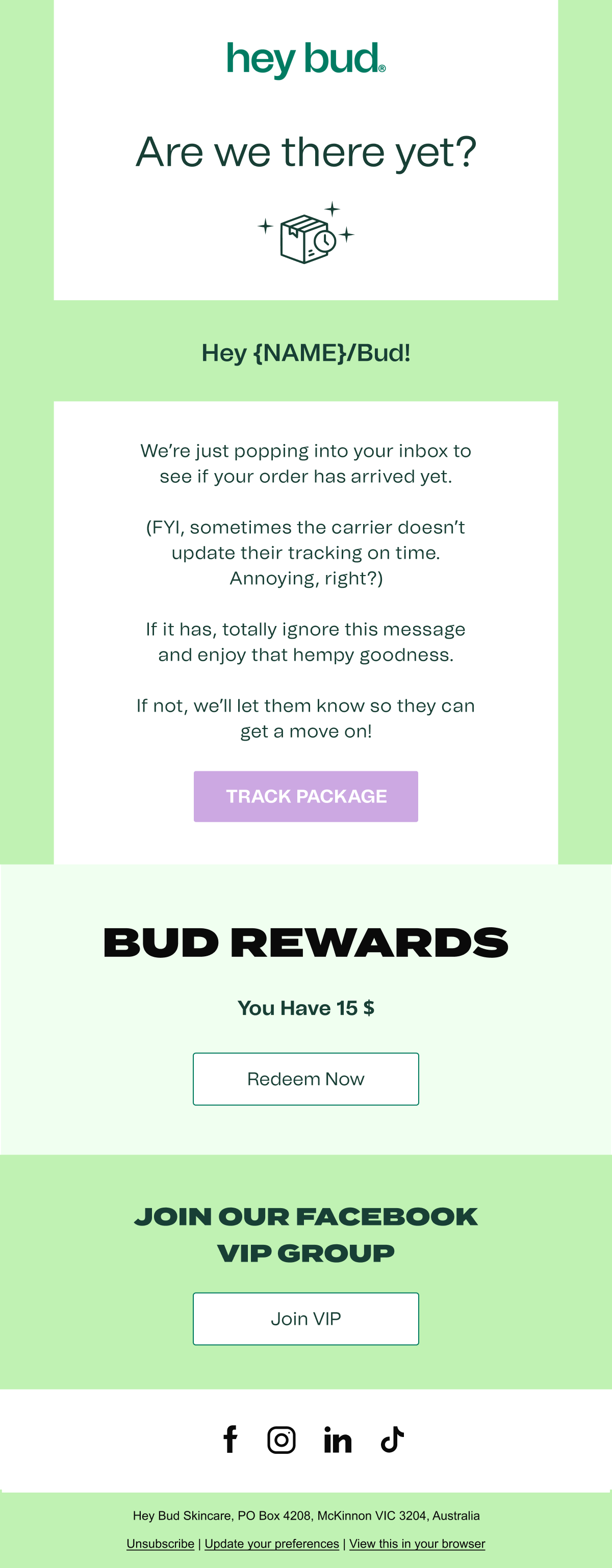 Hey Bud Order Confirmation Industry Email Template screenshot