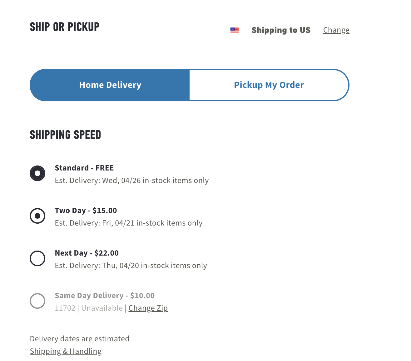 Hollister checkout Industry Page screenshot