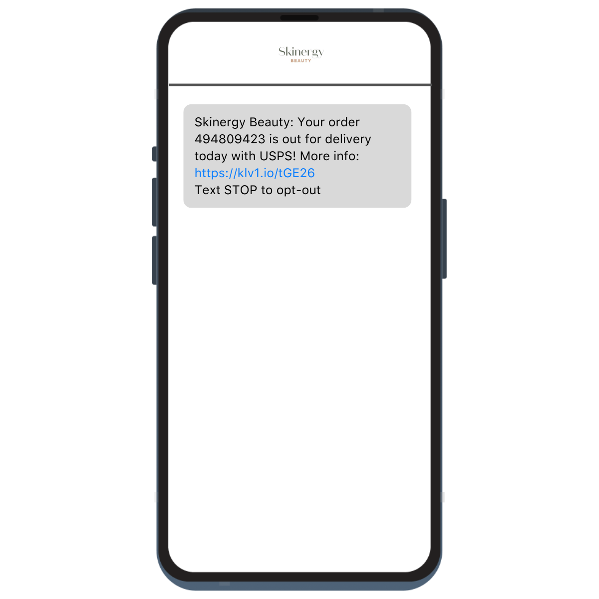 Skinergy Beauty Out for Delivery Notification Cosmetics and Beauty SMS 