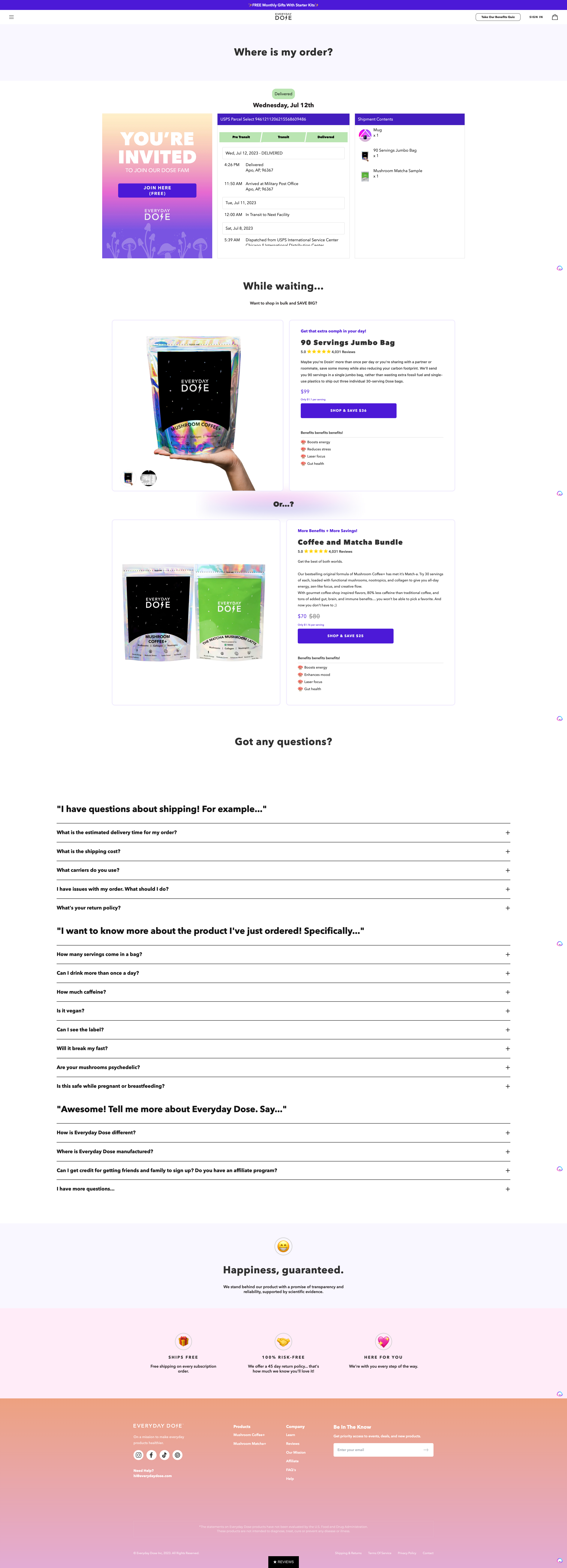 Everyday Dose Three-Column Industry Tracking Page screenshot