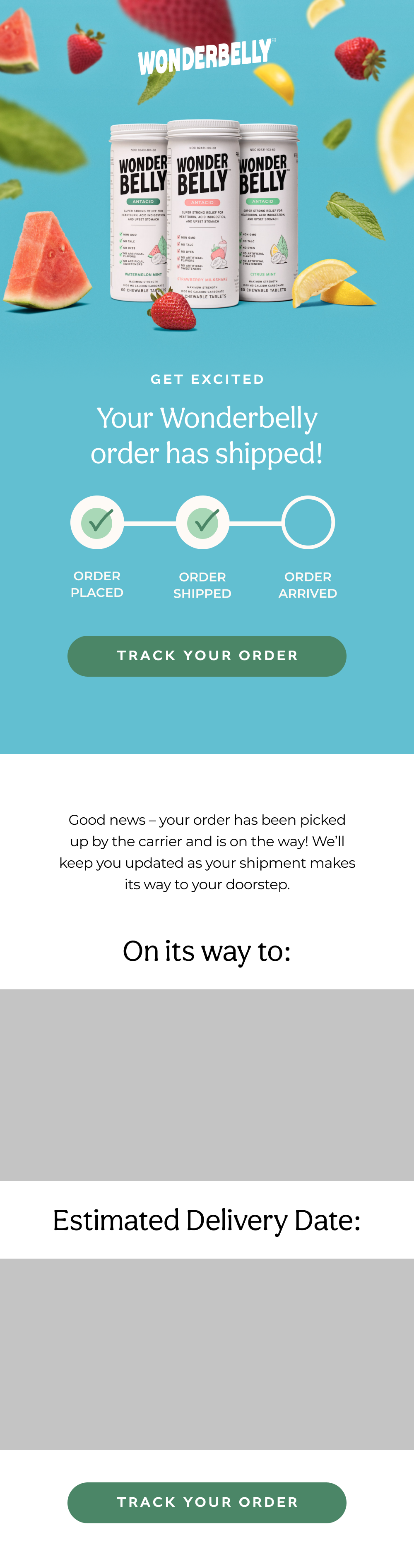 Wonderbelly Shipment Created Industry Email Template screenshot