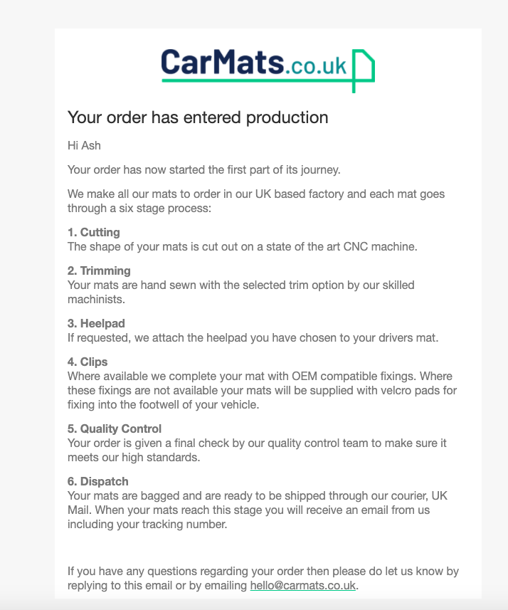 carmats email example