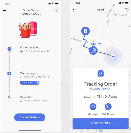 food delivery tracking page