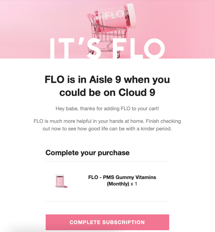 flo abandoned cart recovery email