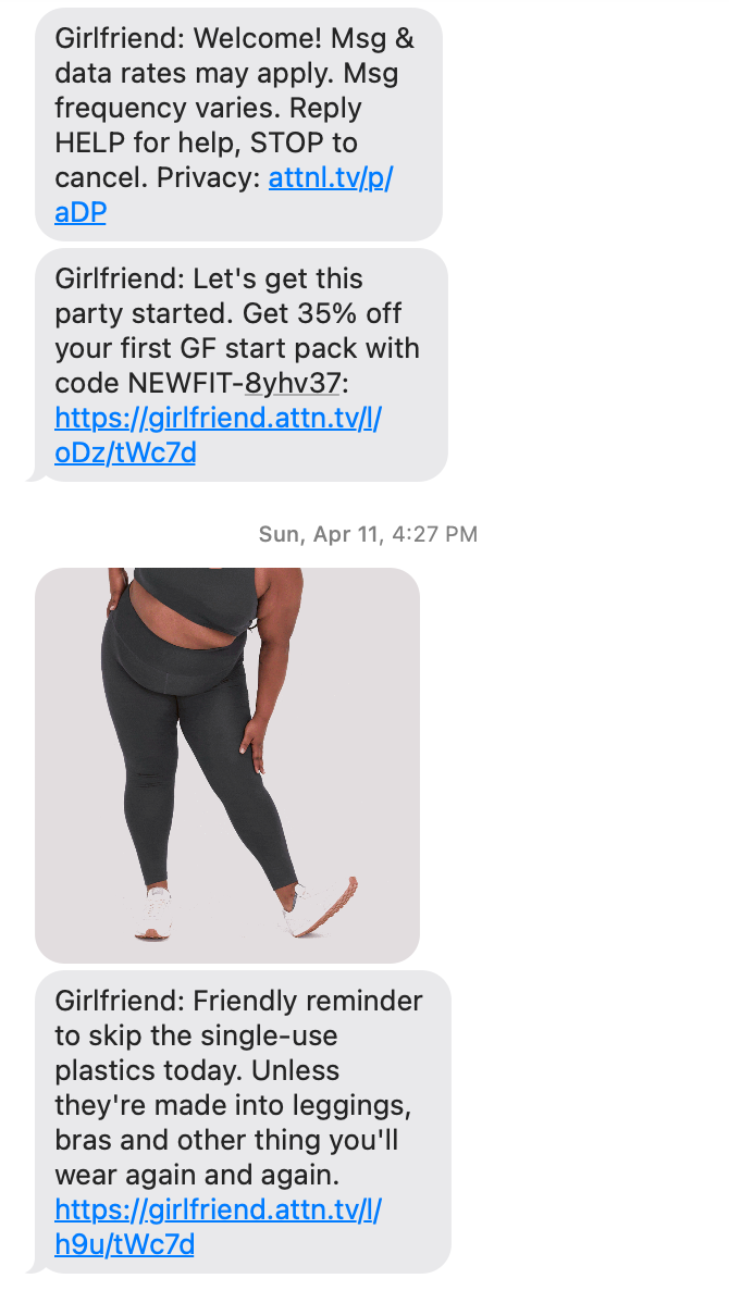 post purchase SMS from girlfriend