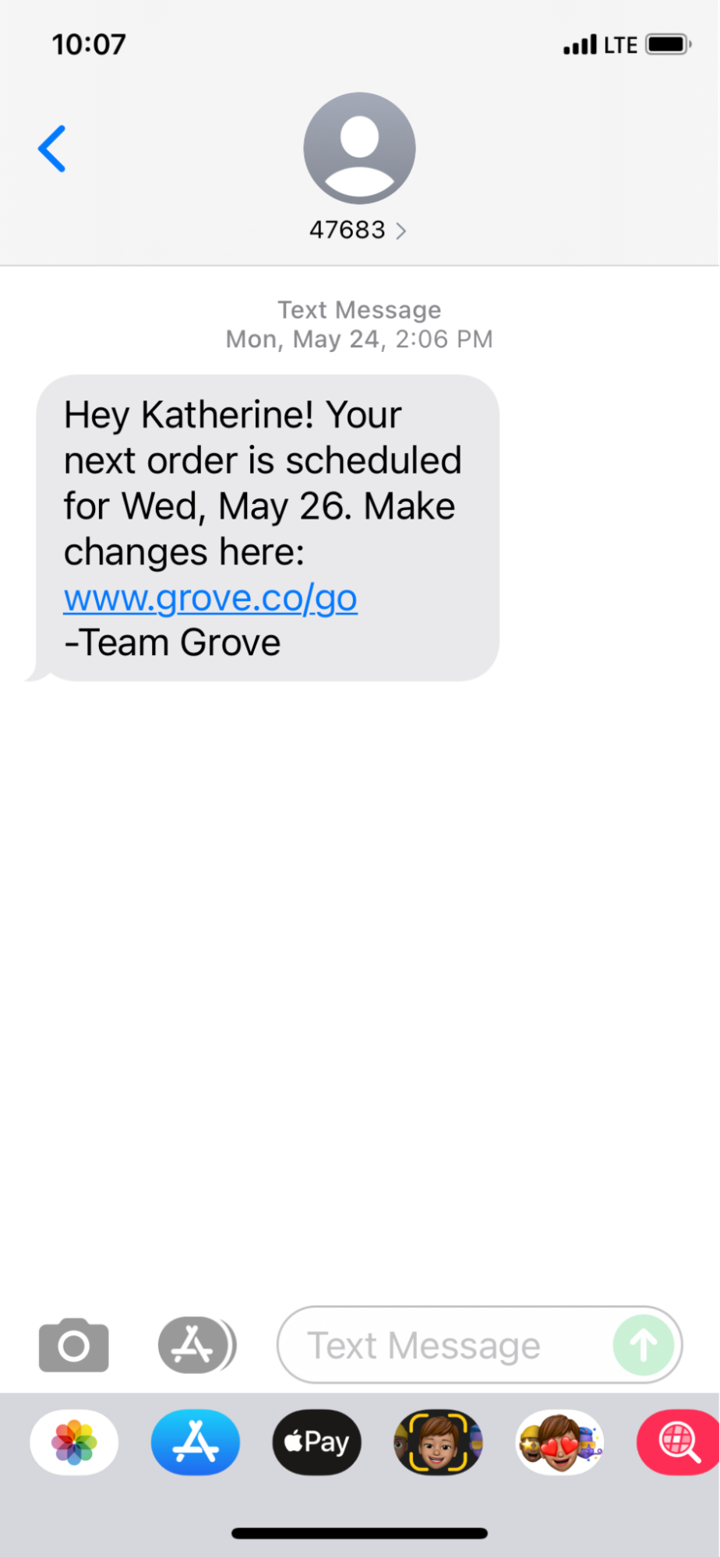 sms order subscription reminder