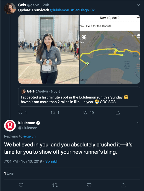 lululemon lifestyle twitter reply