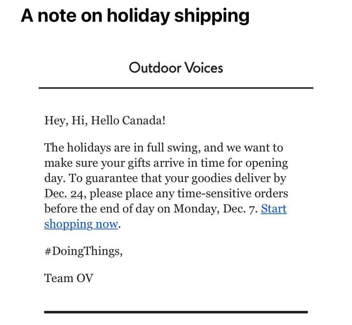ov holiday shipping