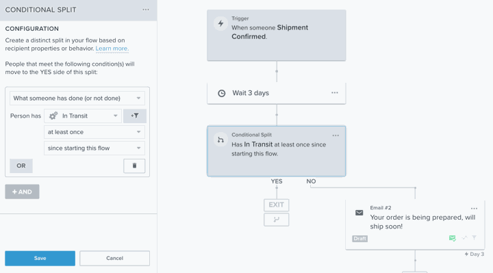 Klaviyo in transit pre-shipment flow