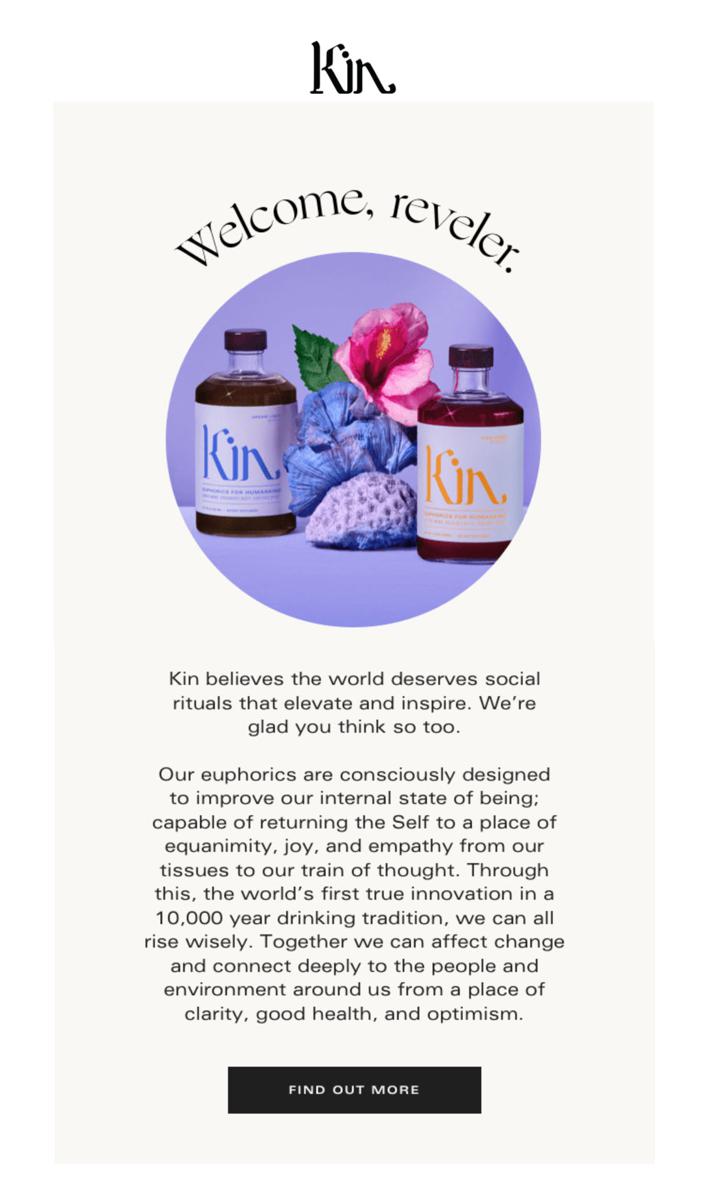 Kin Welcome Email Example