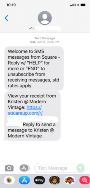 sms receipt