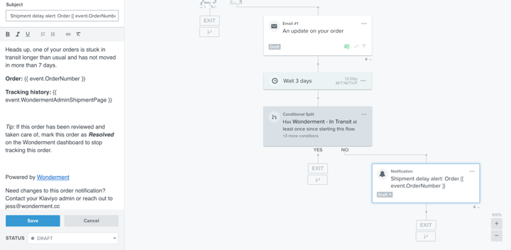 wonderment + klaviyo integration