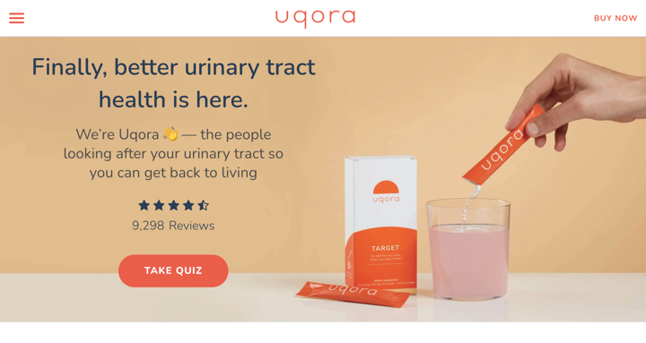 Uqora DTC brand homepage