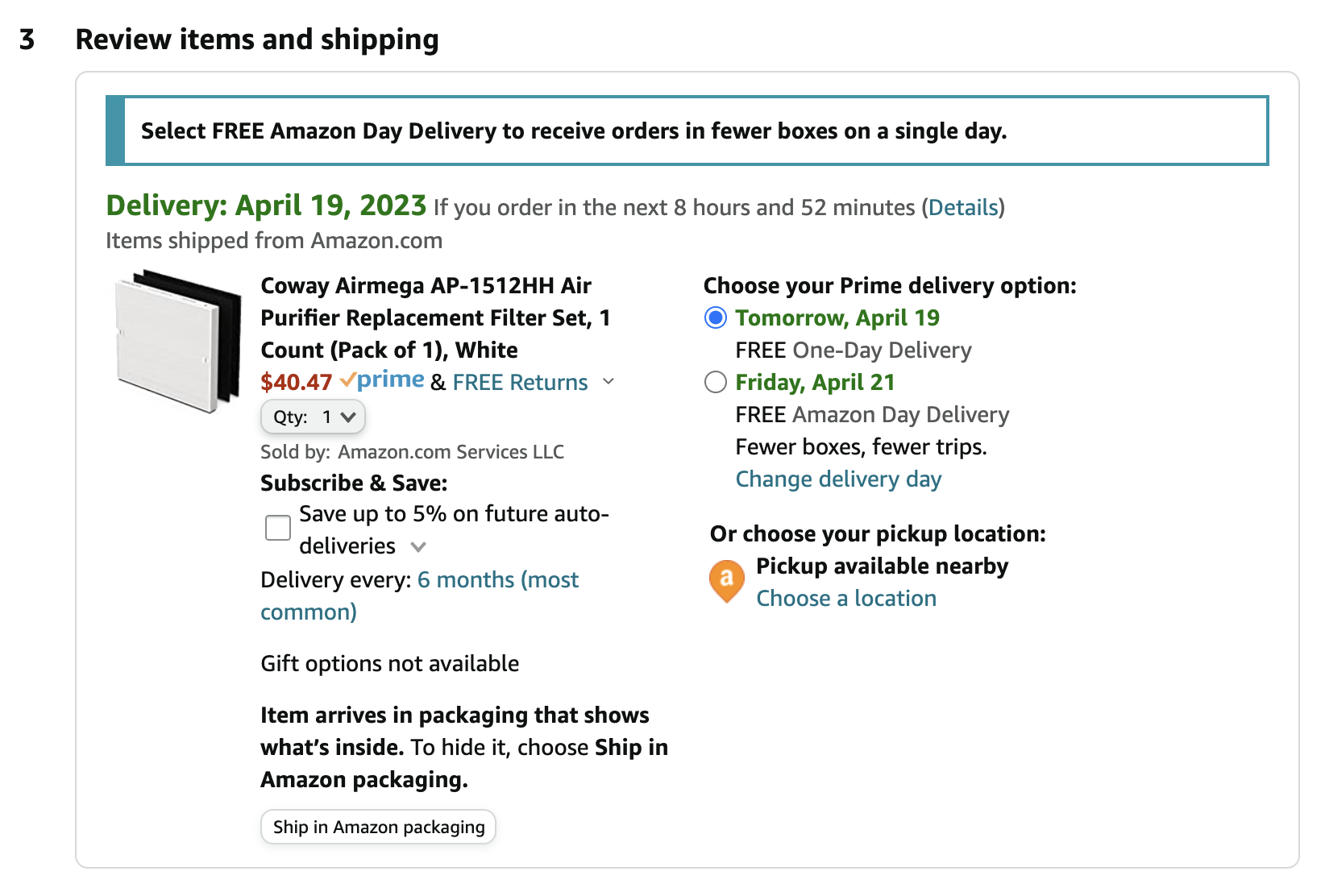 Amazon checkout Industry Page screenshot