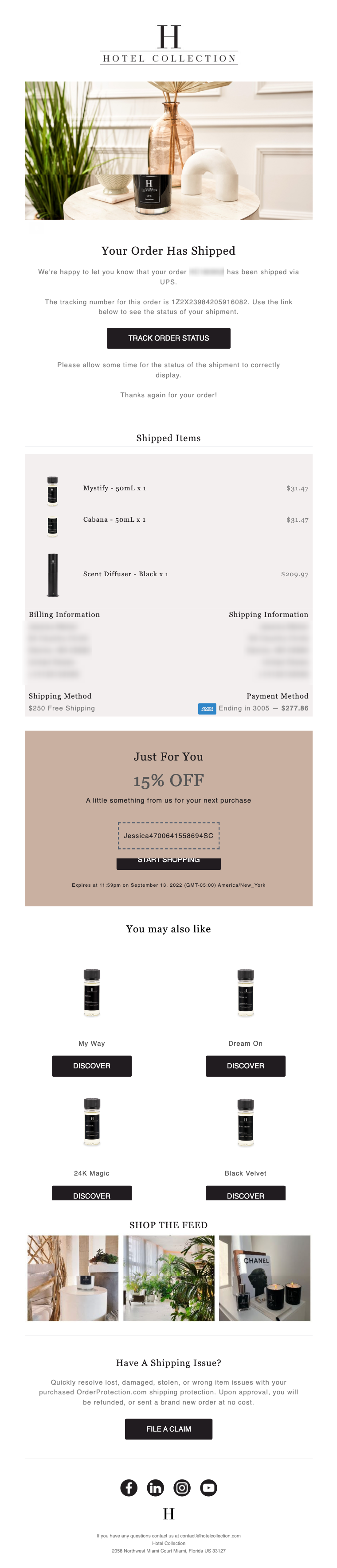 Hotel Collection Shipment Created Home Goods Email Template 
