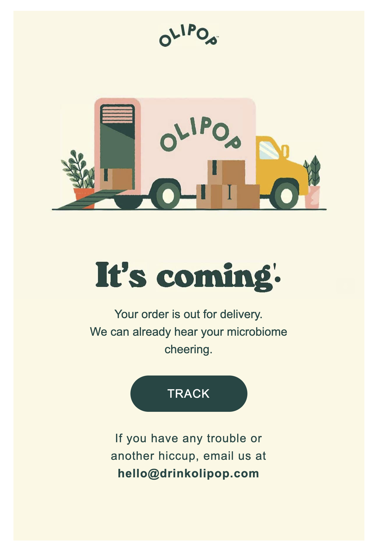 Olipop Out for Delivery Notification Email Template screenshot