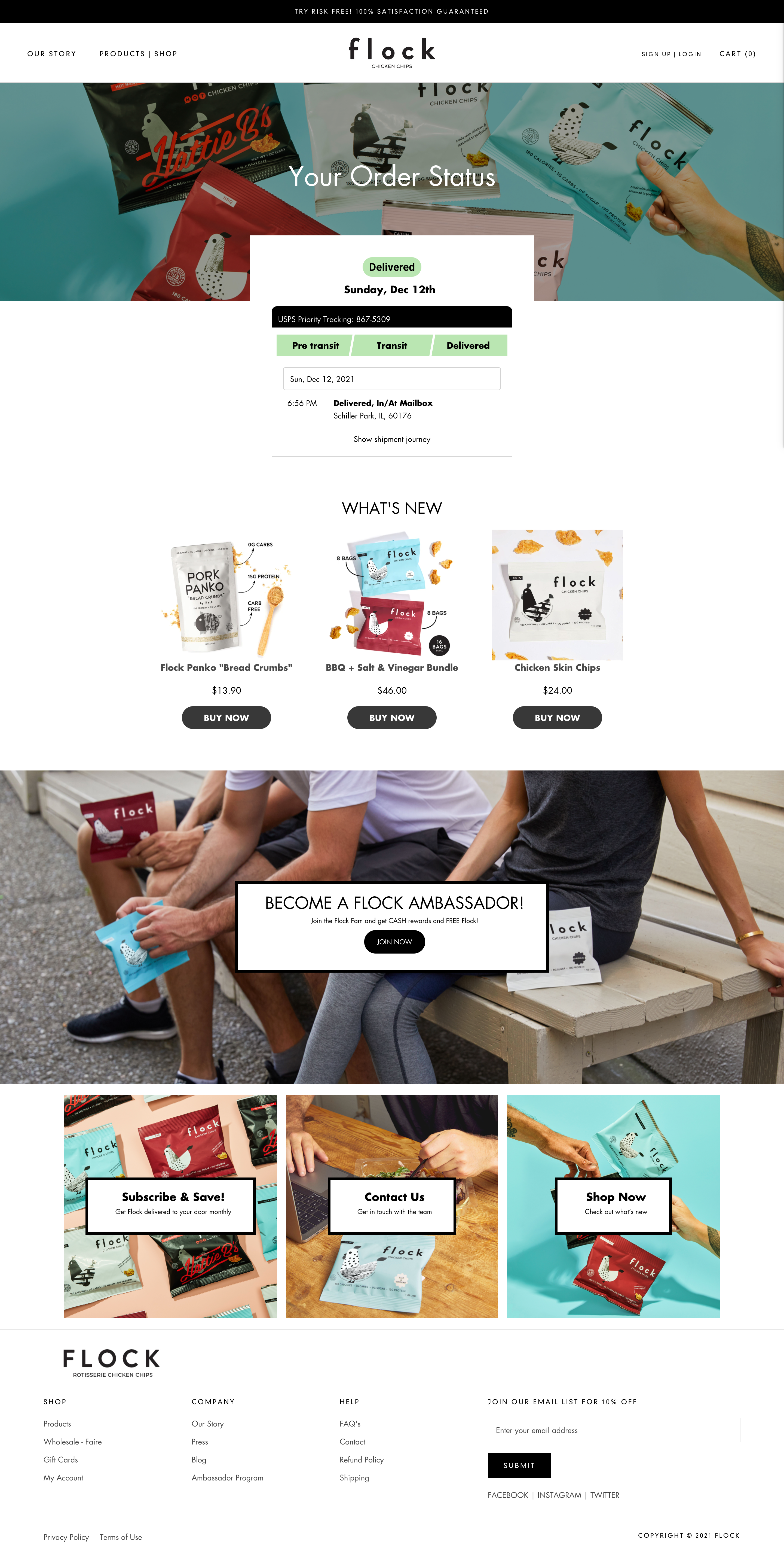 Flock Foods Single-Column Food and Beverage Tracking Page 