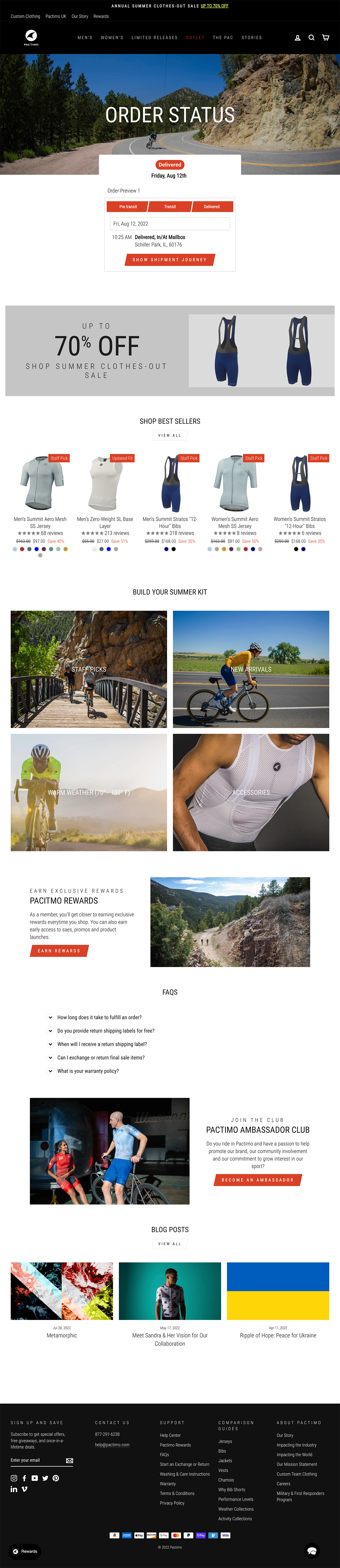 Pactimo Single-Column Apparel and Accessories Tracking Page 